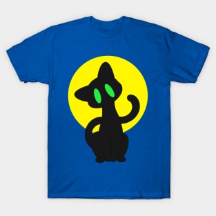 Cute Halloween Cat with Moon T-Shirt